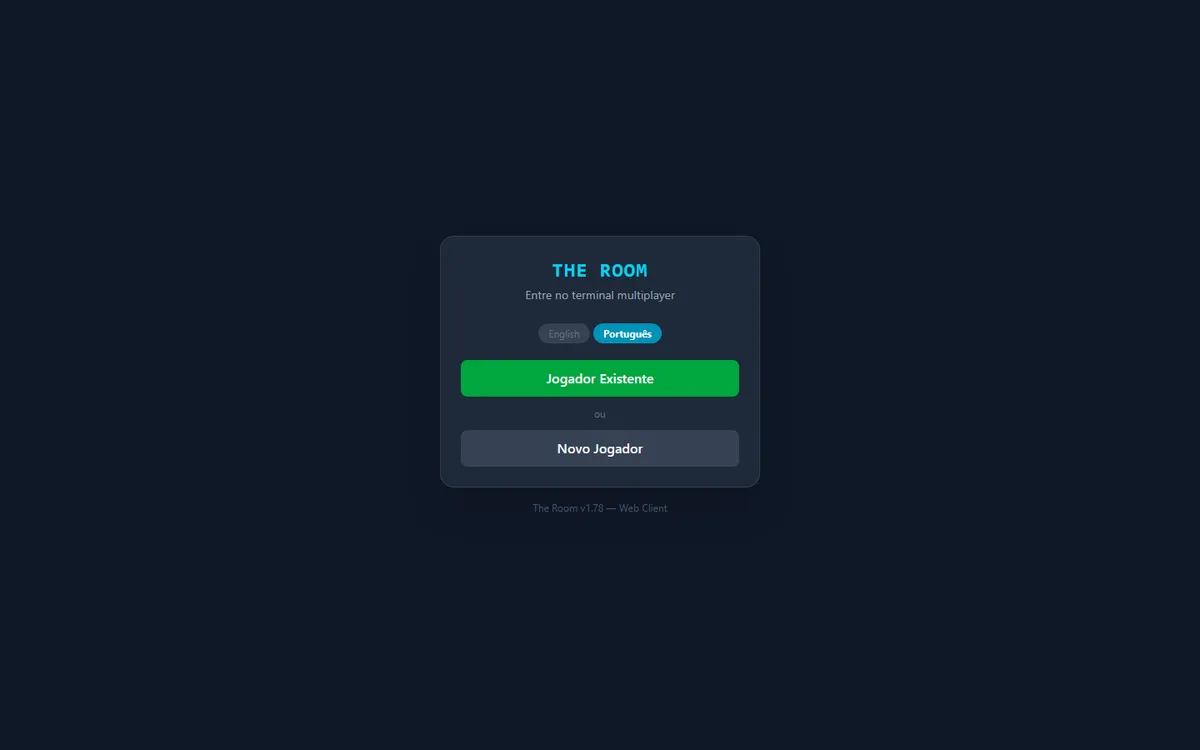 The Room Web login screen with language selector